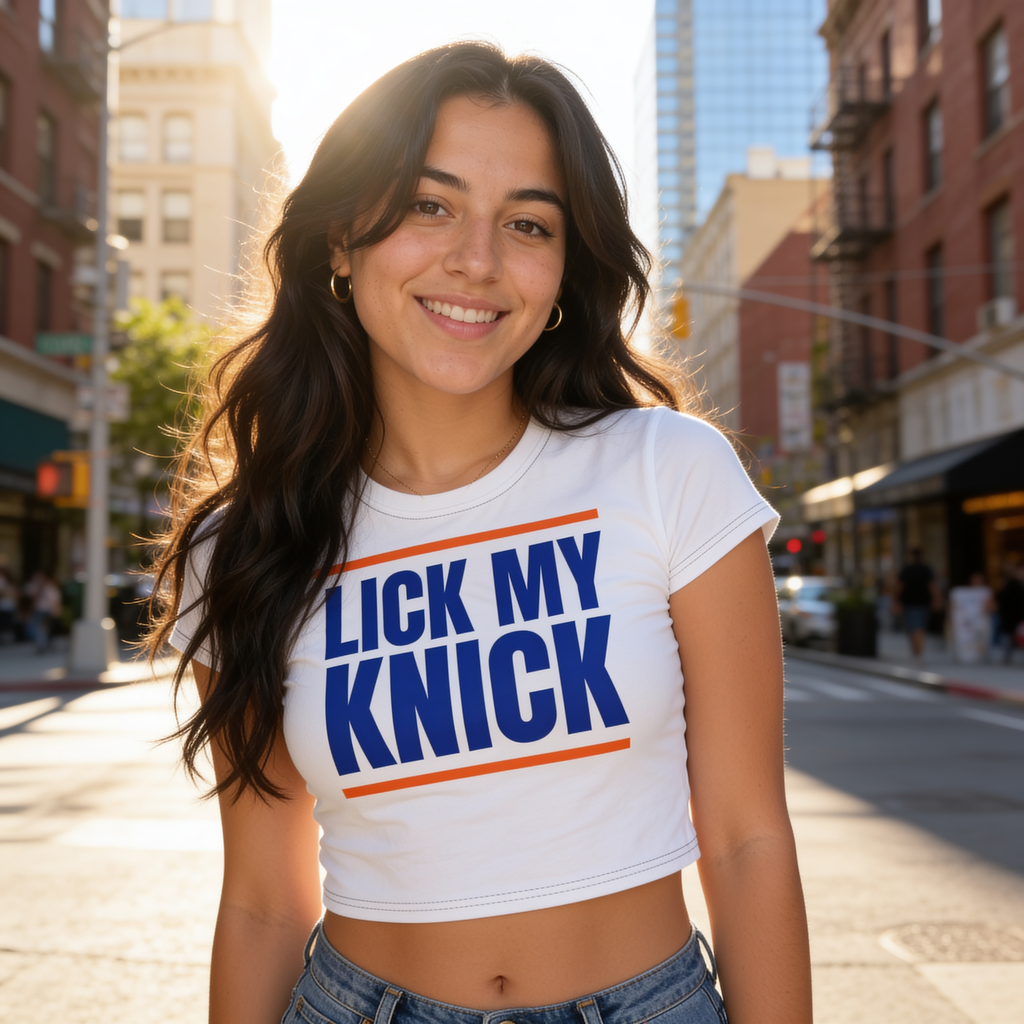 LICK MY KNICK WOMEN'S CROP TEE WHITE