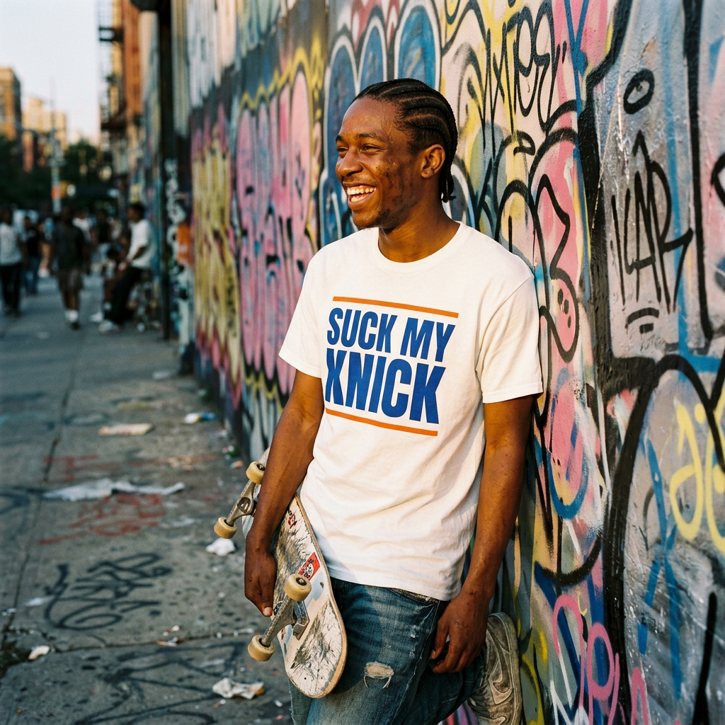 SUCK MY KNICK BAR TEE WHITE